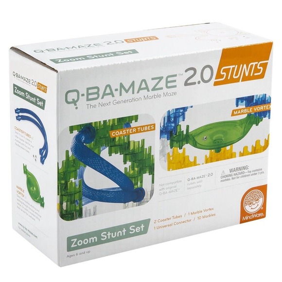 Q-BA-MAZE 2.0 Mega Stunts Set + Zoom Stunt Set Marble Maze Complete Mindware - Picture 14 of 15